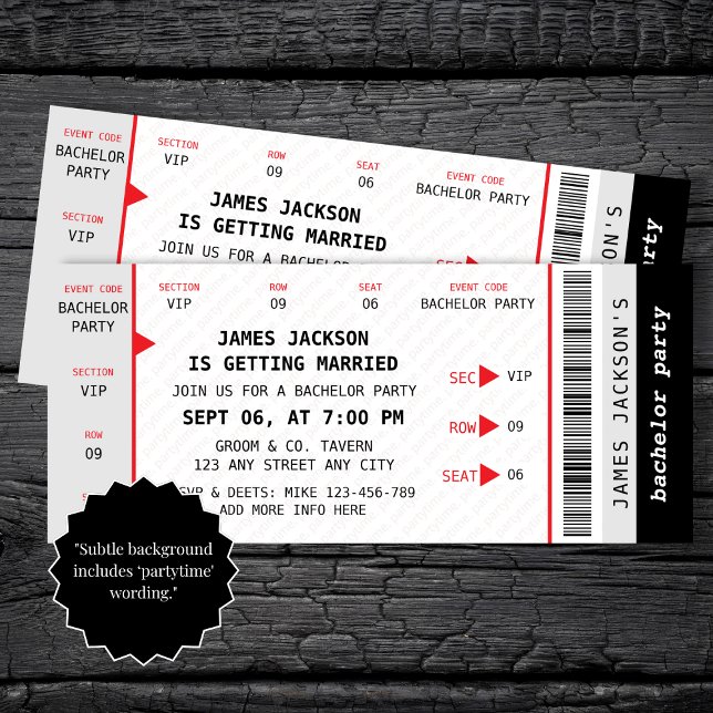 Concert Ticket Music Bachelor Party Invitation (Concert Ticket Music Bachelor Party Invitation)