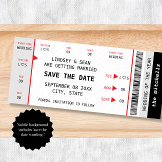 Concert Ticket Music Gig Unique Wedding Save The Date