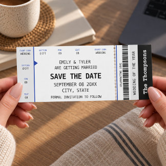 Concert Ticket Music Tear Off Blue Save The Date