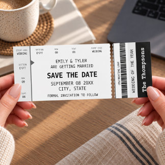 Concert Ticket Music Tear Off Grey Save The Date