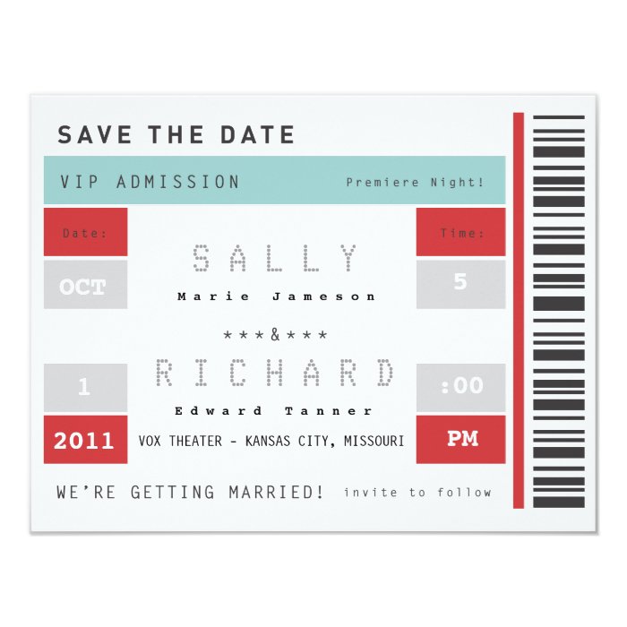 Concert Ticket Save the Date Card Zazzle