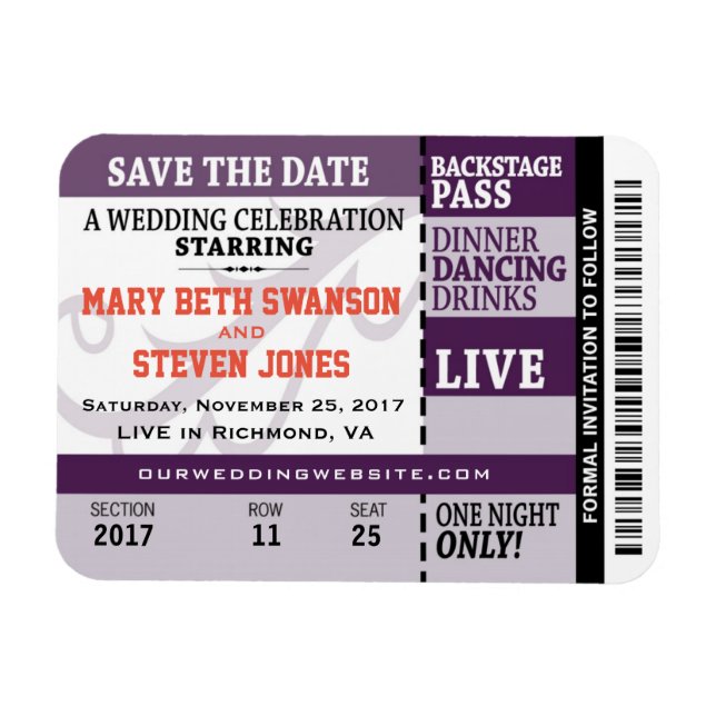 Concert Ticket Save the Date Magnet (Horizontal)