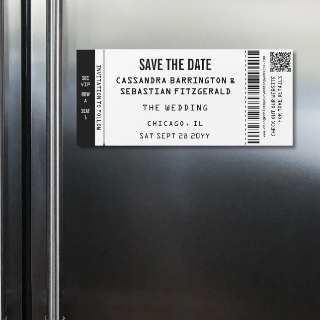 Concert Ticket Wedding Save the Date Magnet (Fun concert ticket style wedding save the date magnet will keep your wedding on display.)