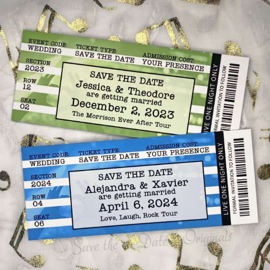 Concert Ticket Wedding Save The Date Magnet (Front)