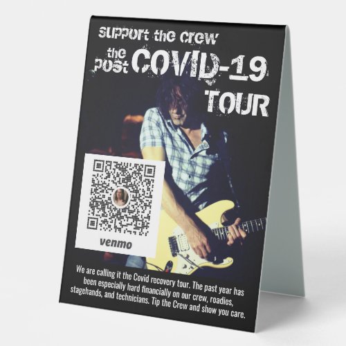 Concert Tour Tip the Band Venmo Table Tent Sign