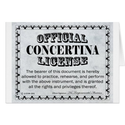 Concertina License Cards (Front Horizontal)