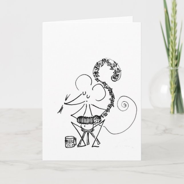 Concertina Player - Stickmice Blank Greeting Card (Front)