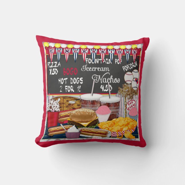 Concessions, Red-Square Throw Pillow (Front)