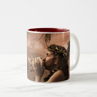 Conch Blowing Two-Tone Coffee Mug