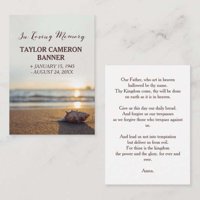 Conch on Beach | Sympathy Mini Prayer Card (Front/Back)