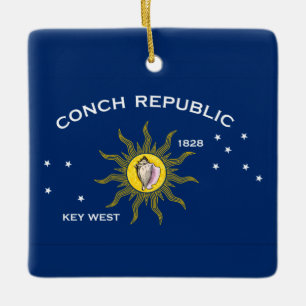 Conch Republic Flag Ceramic Ornament