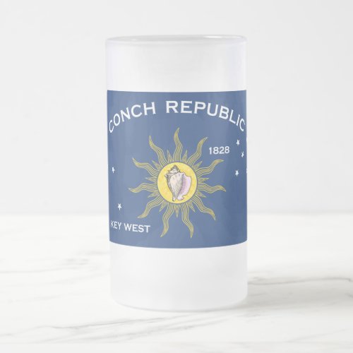 Conch Republic Flag Frosted Glass Beer Mug