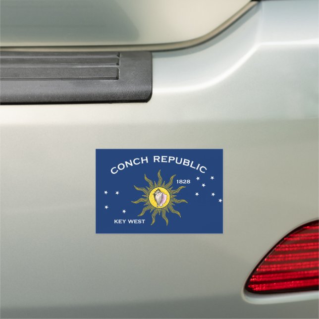 Conch Republic Flag Key West Florida Car Magnet (In Situ)