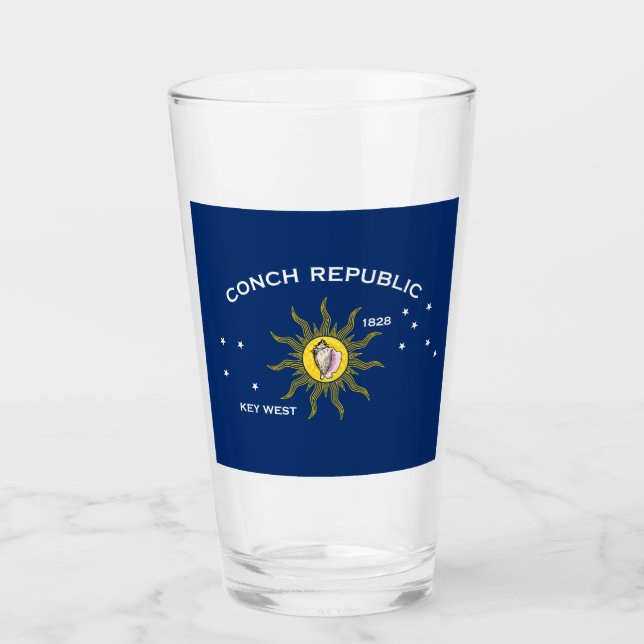 Conch Republic Flag Key West Florida Glass (Front)