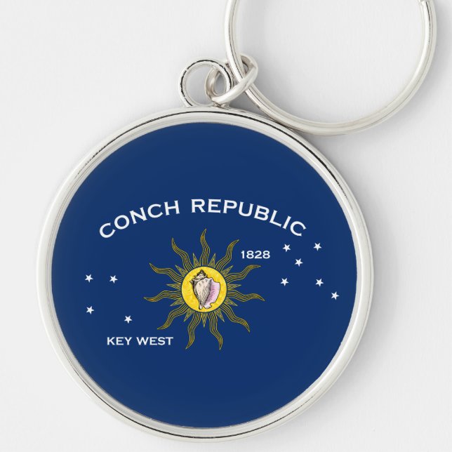 Conch Republic Flag Key West Florida Keychain (Front)