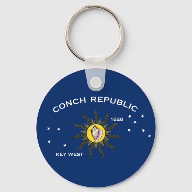 Conch Republic Flag Key West Florida Keychain (Front)