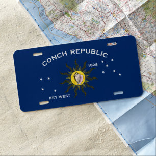 Conch Republic Flag Key West Florida License Plate