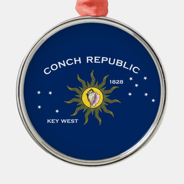 Conch Republic Flag Key West Florida Metal Ornament (Front)