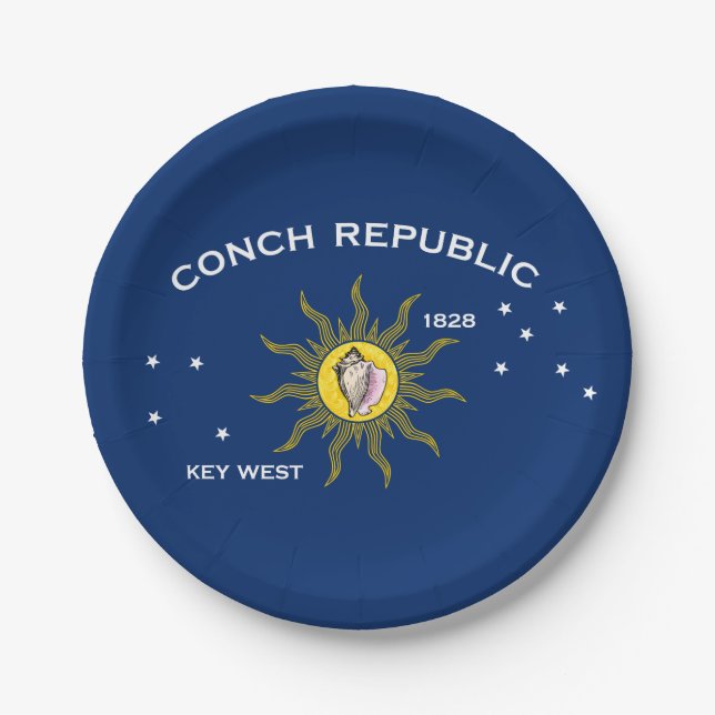 Conch Republic Flag Key West Florida Paper Plates (Front)