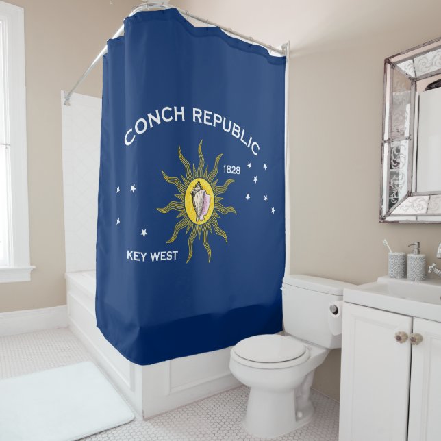 Conch Republic Flag Key West Florida Shower Curtain (In Situ)