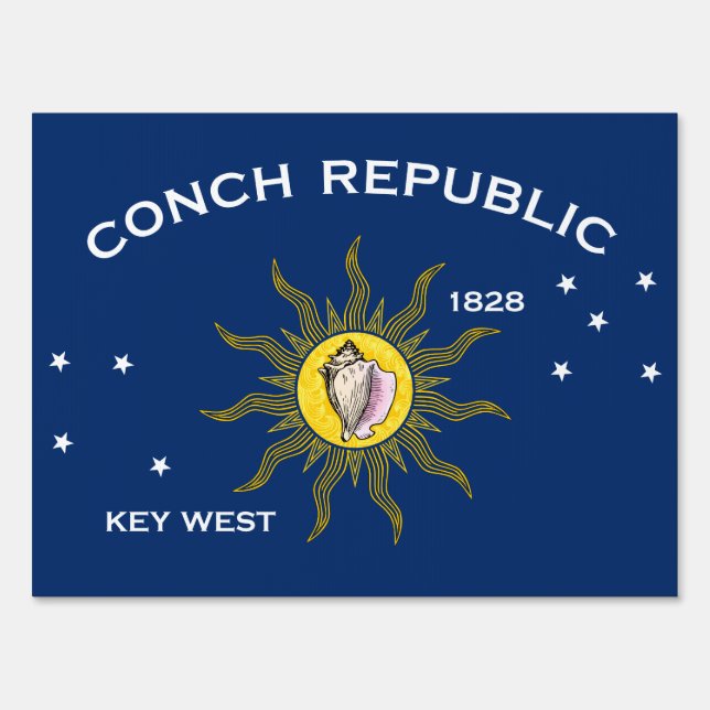 Conch Republic Flag Key West Florida Sign (Back)