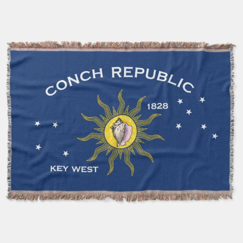 Conch Republic Flag Key West Florida Throw Blanket