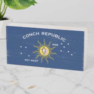 Conch Republic Flag Key West Florida Wooden Box Sign