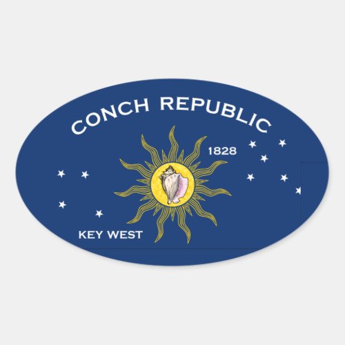 Conch Republic Flag Oval Sticker