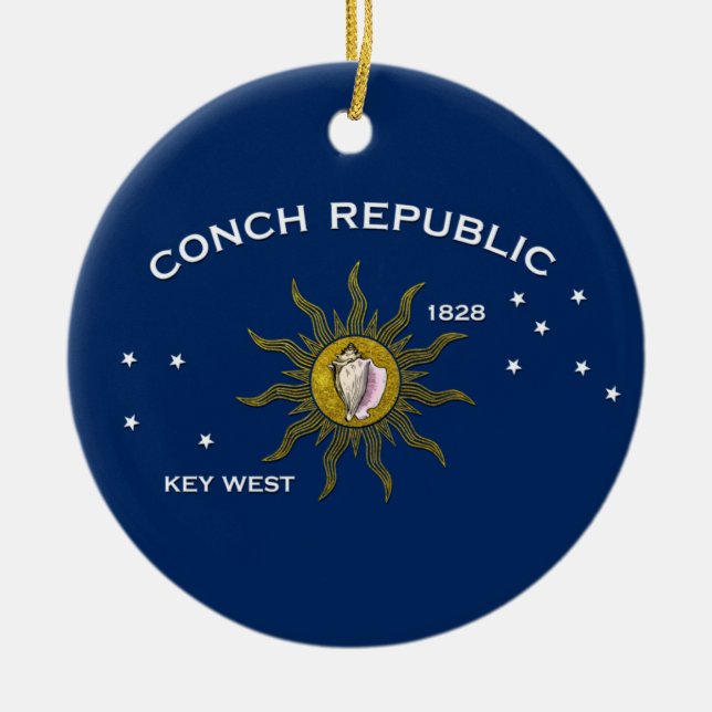 Conch Republic Key West Ceramic Ornament (Front)