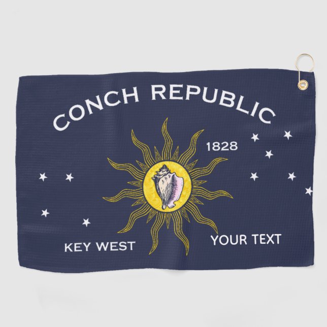 Conch Republic Key West Your Text Golf Towel (Horizontal)