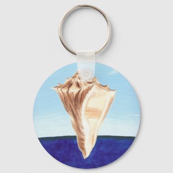 Conch Sea Shell Ocean Painting  Key Chains by Cherylsart at Zazzle