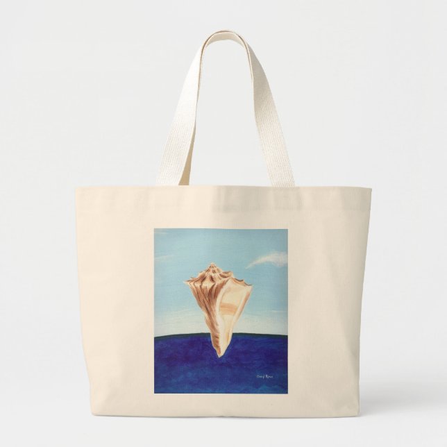 Conch Seashell and ocean beach canvas bags (Front)