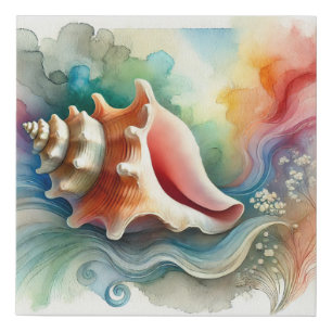 Conch Shell 160724AREF203 - Watercolor Faux Canvas Print