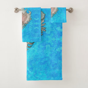 Conch Shell "Beach Life" Bath Towel Set