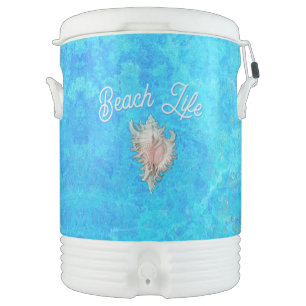 Conch Shell "Beach Life" Beverage Cooler