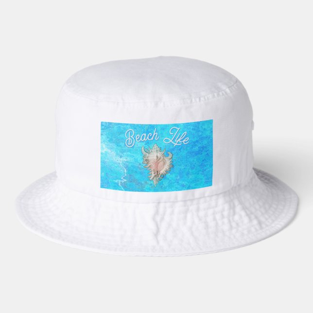 Conch Shell "Beach Life"  Bucket Hat (Front)