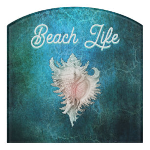 Conch Shell "Beach Life"  Door Sign