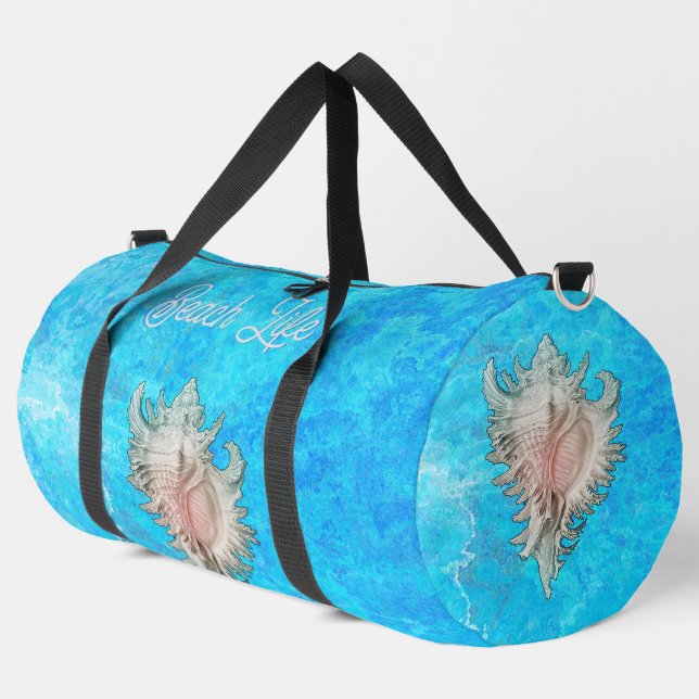 Conch Shell "Beach Life"  Duffle Bag (Left Corner)