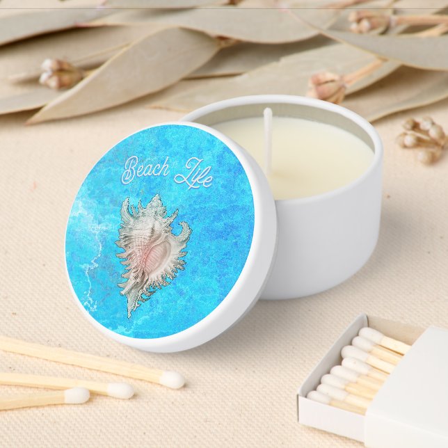 Conch Shell "Beach Life"  Mini Candle Favors (Insitu)