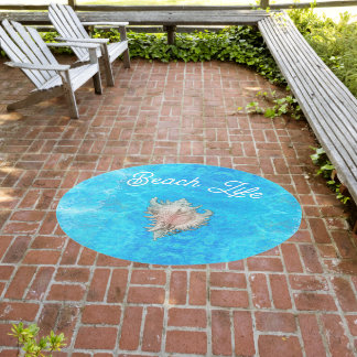 Conch Shell "Beach Life"  Outdoor Rug