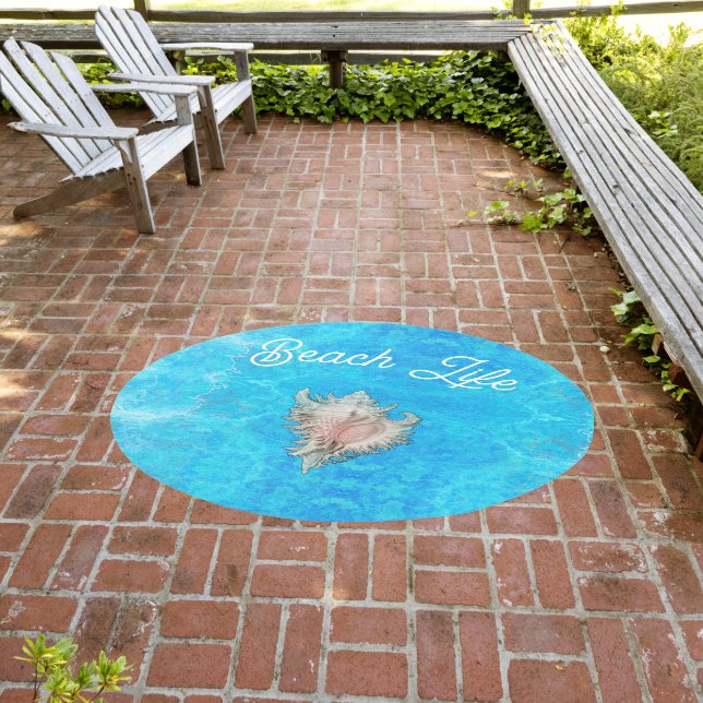 Conch Shell "Beach Life"  Outdoor Rug (Insitu (Outdoor 3))