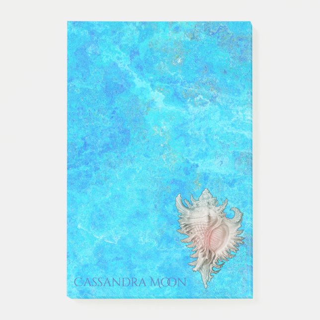 Conch Shell "Beach Life" Personalized Post-it Notes (Front)