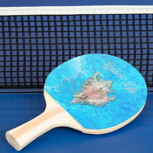 Conch Shell "Beach Life" Ping Pong Paddle (Insitu)