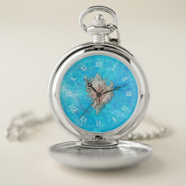 Conch Shell "Beach Life" Pocket Watch (Inside)