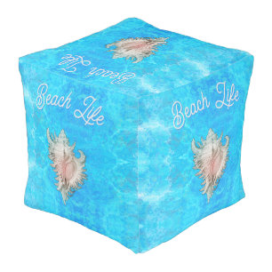Conch Shell "Beach Life" Pouf