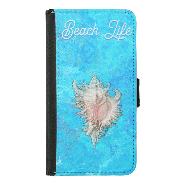 Conch Shell "Beach Life"  Samsung Galaxy Wallet Case (Front)