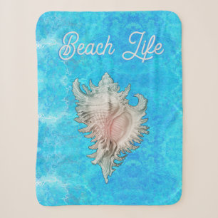 Conch Shell "Beach Life" Sherpa Blanket