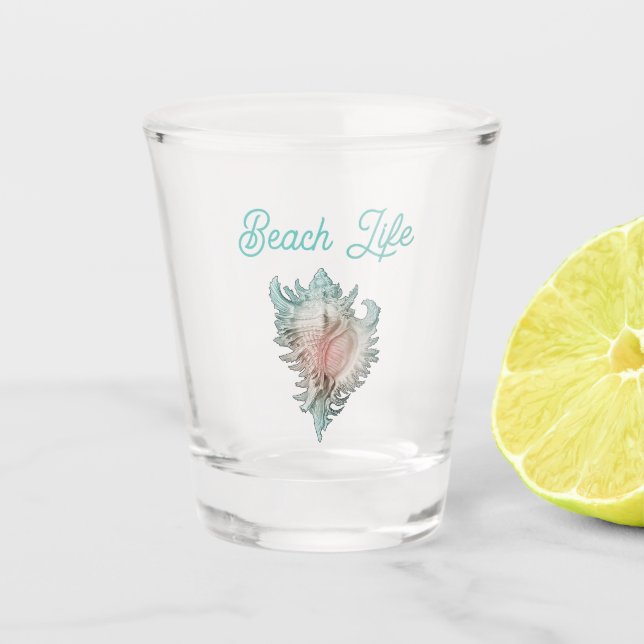 Conch Shell "Beach Life"  Shot Glass (Front)