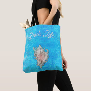 Conch Shell "Beach Life" Tote Bag