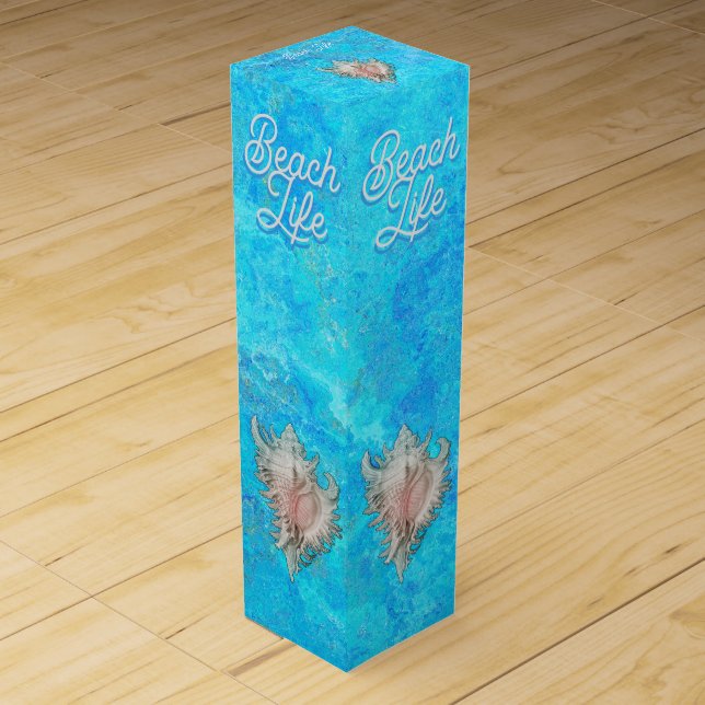 Conch Shell "Beach Life"  Wine Box (Front)